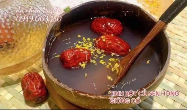 Tinh bột củ sen hồng canh tác tự nhiên nguyên chất màu sắc tự nhiên