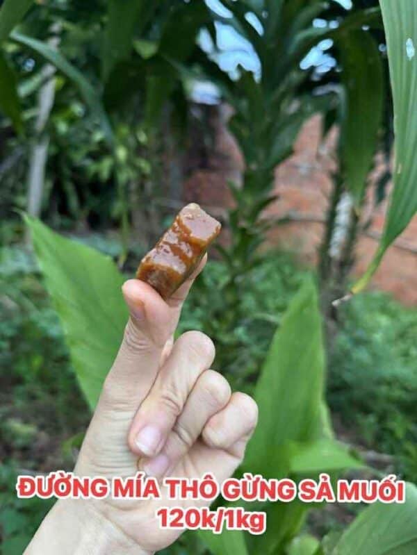 Đường mía thô muối gừng sả cận cảnh