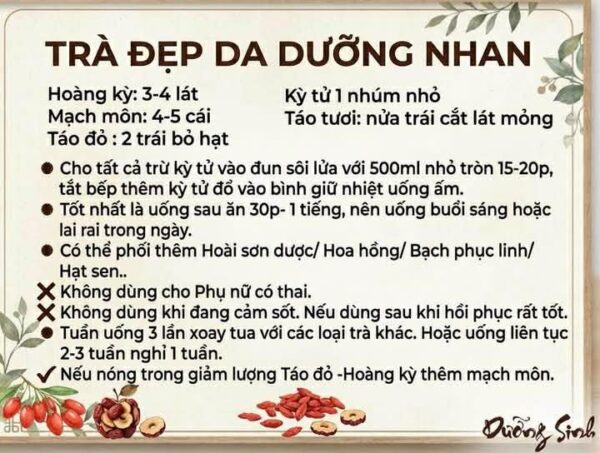 Set táo kỳ tử hoàng kỳ uống đẹp da màu sắc tự nhiên