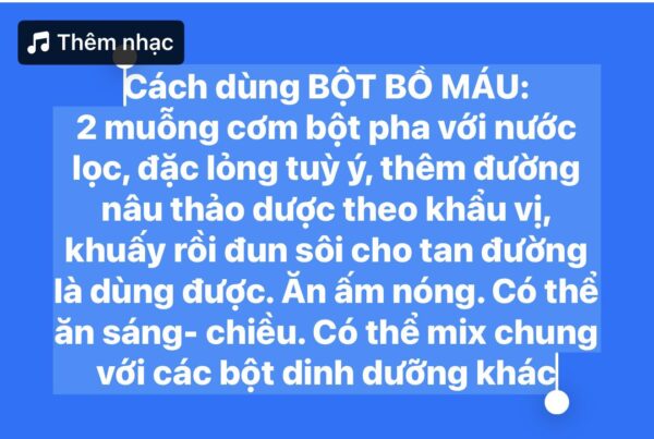 BỘT BỔ MÁU DƯỠNG SINH màu sắc tự nhiên