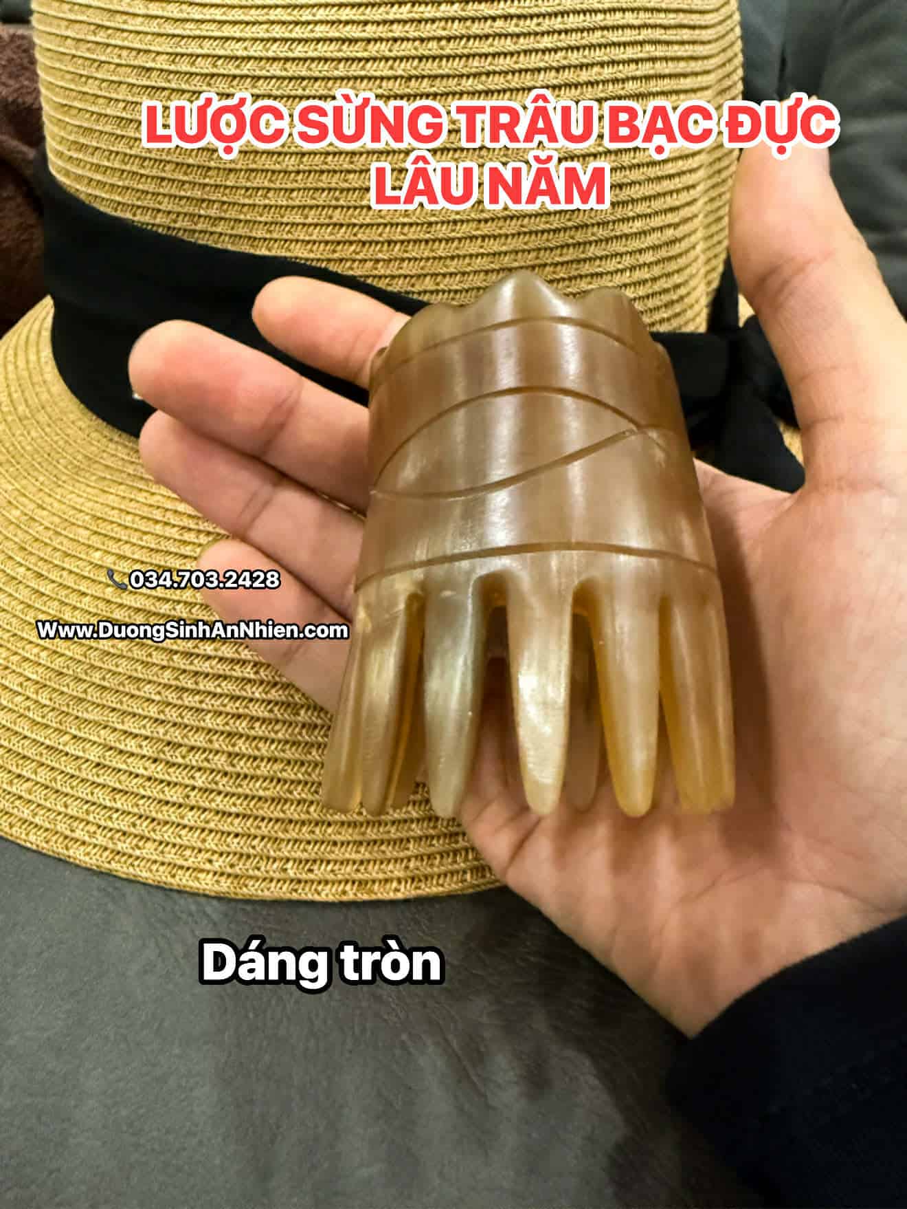 LƯỢC DÁNG TRÒN - SỪNG TRÂU BẠC ĐỰC TRÊN 20 NĂM (Hàng Order)