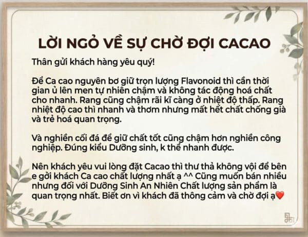 CA CAO THÔ NGUYÊN BƠ 100% RAW VIRGIN (HÀNG ORDER 7 NGÀY) khi pha, nấu