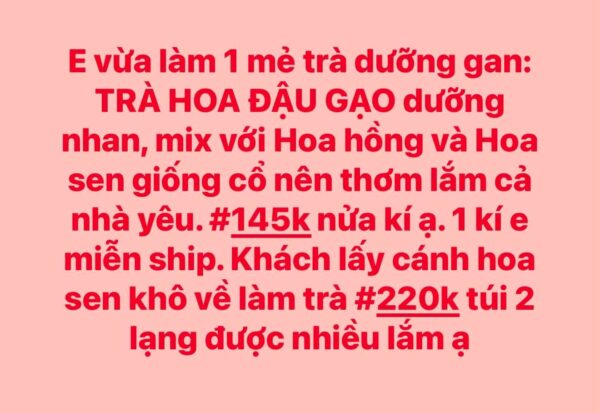 TRÀ HOA ĐẬU GẠO DƯỠNG NHAN 500GR (sơ can giải uất) khi pha, nấu